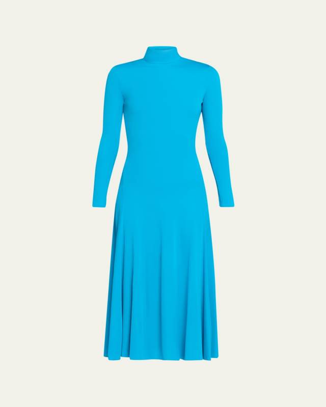 Heart Cutout Turtleneck Long-Sleeve Maxi Dress